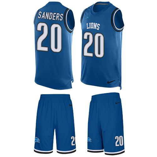 Nike Lions #20 Barry Sanders Blue Team Color Men's Stitched NFL Limited Tank Top Suit Jersey